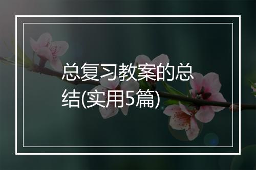总复习教案的总结(实用5篇)