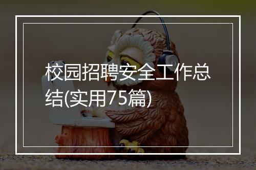 校园招聘安全工作总结(实用75篇)
