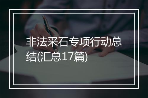 非法采石专项行动总结(汇总17篇)