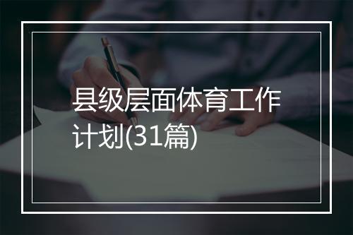 县级层面体育工作计划(31篇)