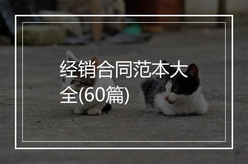 经销合同范本大全(60篇)