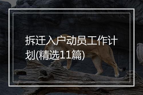 拆迁入户动员工作计划(精选11篇)