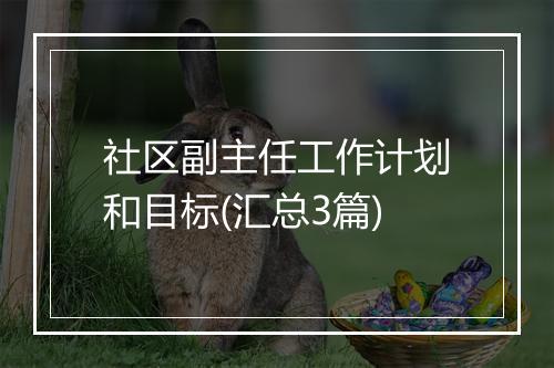 社区副主任工作计划和目标(汇总3篇)