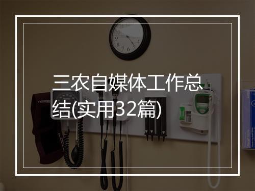 三农自媒体工作总结(实用32篇)