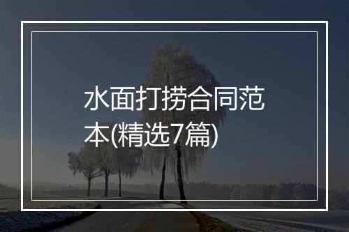 水面打捞合同范本(精选7篇)