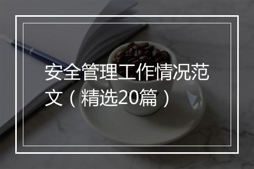 安全管理工作情况范文（精选20篇）