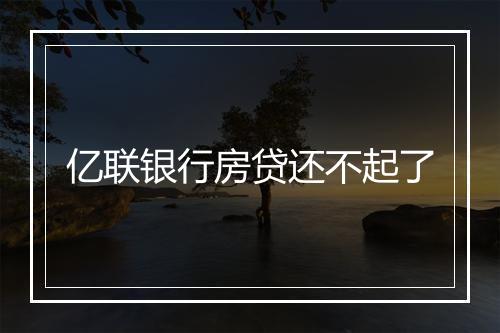 亿联银行房贷还不起了