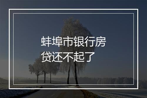 蚌埠市银行房贷还不起了