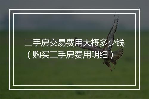 二手房交易费用大概多少钱（购买二手房费用明细）