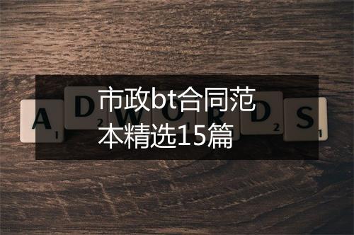 市政bt合同范本精选15篇