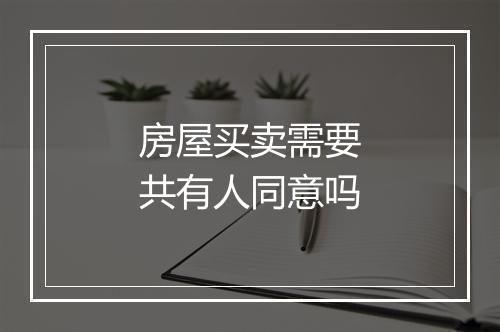 房屋买卖需要共有人同意吗