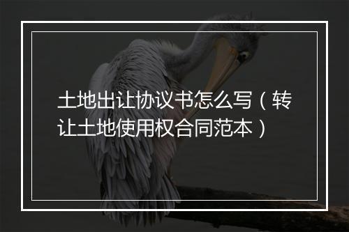 土地出让协议书怎么写（转让土地使用权合同范本）