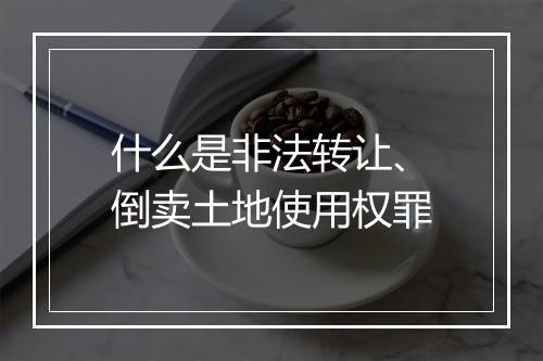 什么是非法转让、倒卖土地使用权罪