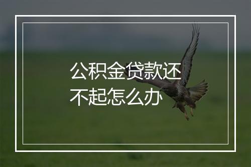 公积金贷款还不起怎么办