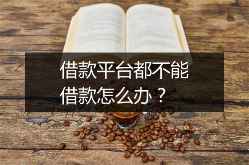 借款平台都不能借款怎么办？