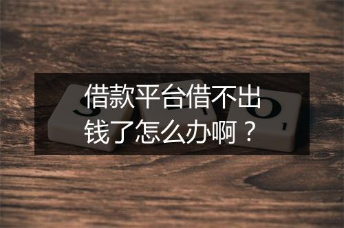 借款平台借不出钱了怎么办啊？