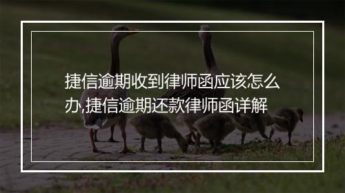 捷信逾期收到律师函应该怎么办,捷信逾期还款律师函详解