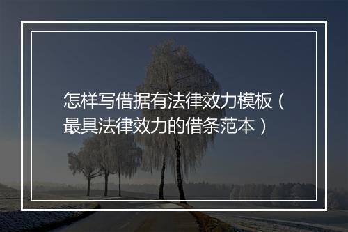怎样写借据有法律效力模板（最具法律效力的借条范本）