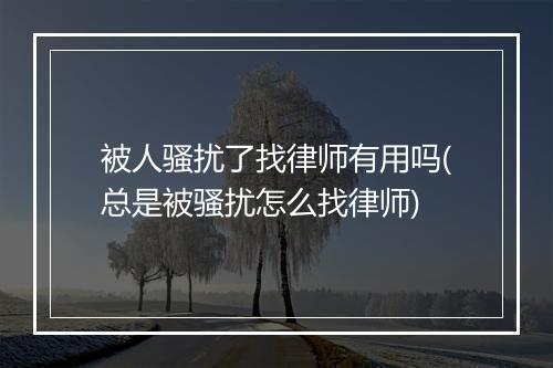 被人骚扰了找律师有用吗(总是被骚扰怎么找律师)