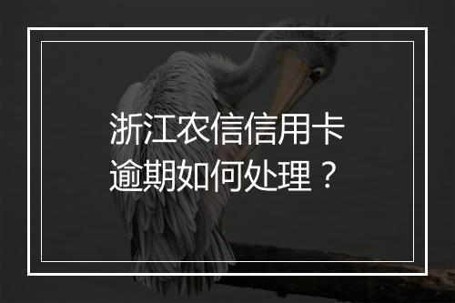 浙江农信信用卡逾期如何处理？
