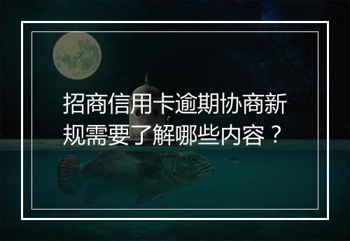 招商信用卡逾期协商新规需要了解哪些内容？