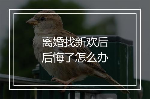 离婚找新欢后后悔了怎么办
