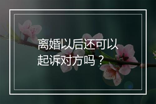 离婚以后还可以起诉对方吗？