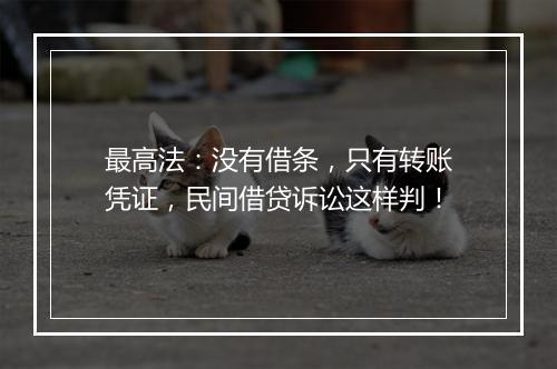 最高法：没有借条，只有转账凭证，民间借贷诉讼这样判！
