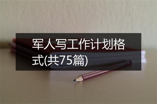 军人写工作计划格式(共75篇)