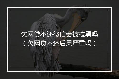 欠网贷不还微信会被拉黑吗（欠网贷不还后果严重吗）