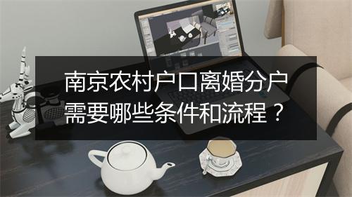 南京农村户口离婚分户需要哪些条件和流程？