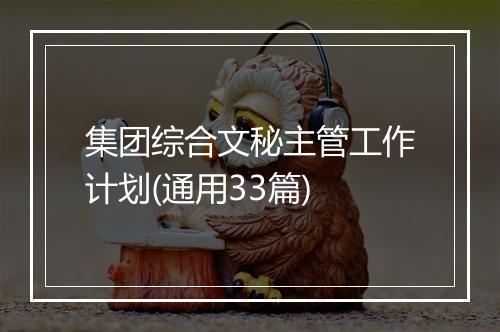 集团综合文秘主管工作计划(通用33篇)