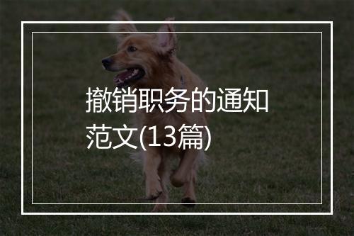 撤销职务的通知范文(13篇)