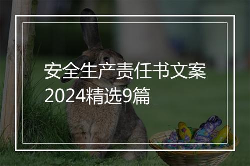 安全生产责任书文案2024精选9篇