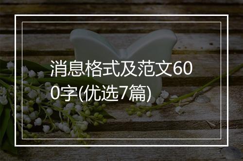 消息格式及范文600字(优选7篇)