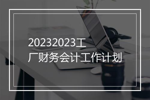 20232023工厂财务会计工作计划