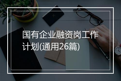 国有企业融资岗工作计划(通用26篇)