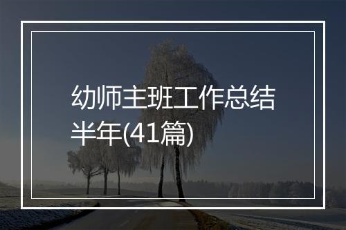 幼师主班工作总结半年(41篇)