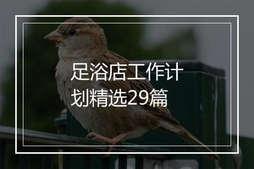 足浴店工作计划精选29篇