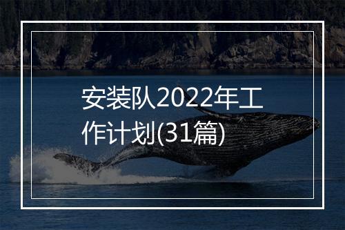 安装队2022年工作计划(31篇)
