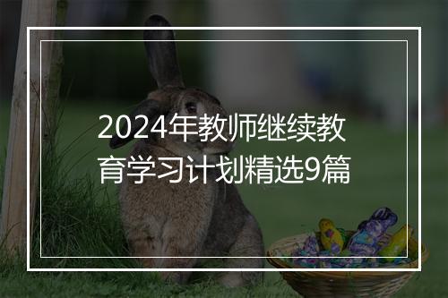 2024年教师继续教育学习计划精选9篇
