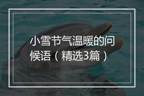 小雪节气温暖的问候语（精选3篇）