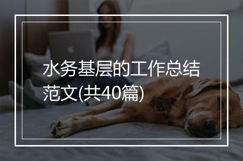 水务基层的工作总结范文(共40篇)