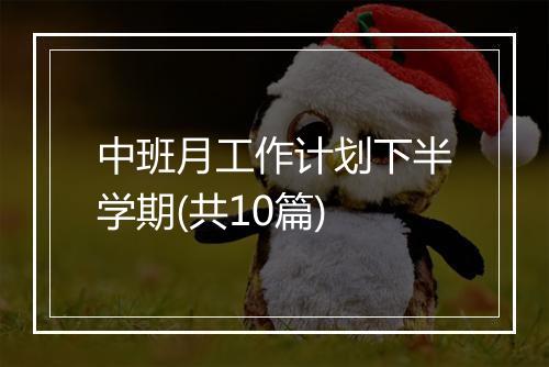 中班月工作计划下半学期(共10篇)