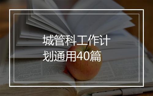 城管科工作计划通用40篇