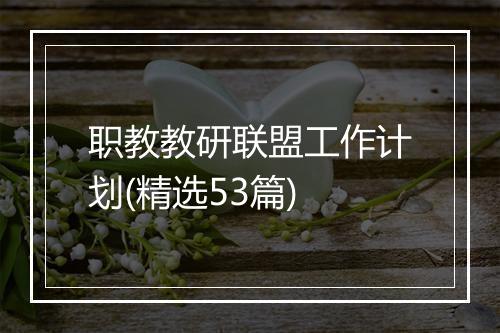 职教教研联盟工作计划(精选53篇)
