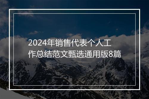 2024年销售代表个人工作总结范文甄选通用版8篇