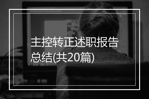 主控转正述职报告总结(共20篇)