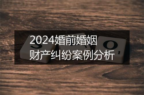 2024婚前婚姻财产纠纷案例分析