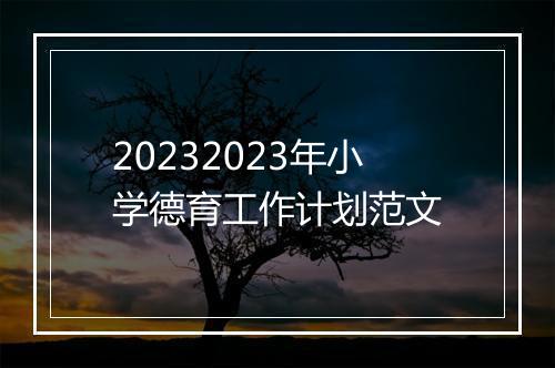 20232023年小学德育工作计划范文